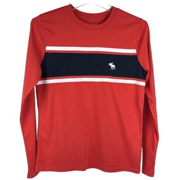 abercrombie kids Other - Abercrombie Kids T-Shirt Long Sleeve Crew Neck Orange Blue White Stripes